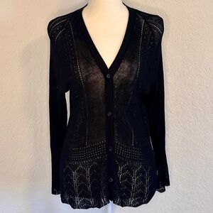 Jones New York Semi-Sheer Knit Cardigan